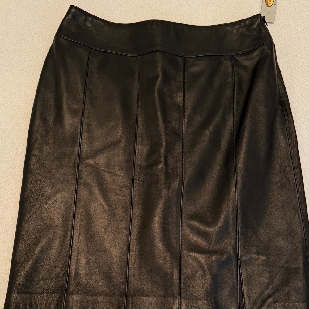 Talbots Black Leather Pencil Skirt